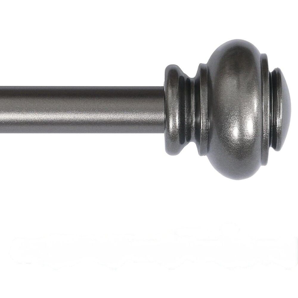 3/4” Dia Decorative Adjustable Pewter Single Drapery Curtain Rod 16-28”